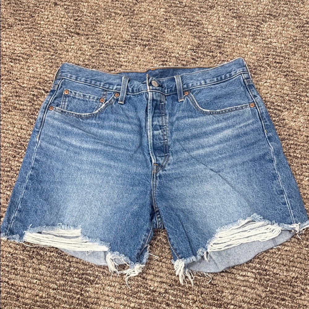 501 Blue Denim Distressed Women's Shorts